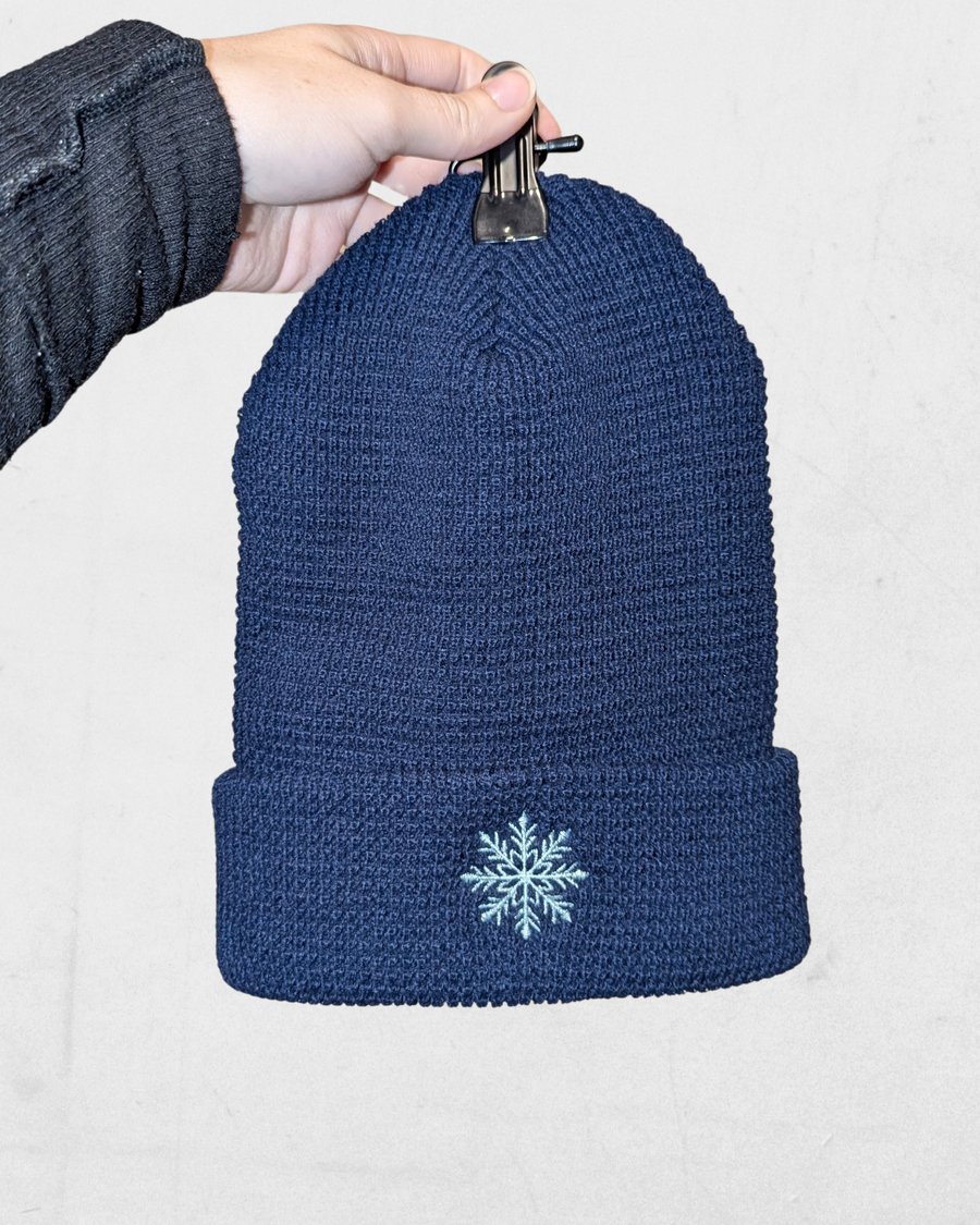 Winter Snowflake Waffle Knit Beanie (RTS)