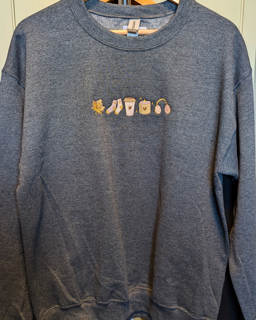 Fall Girl Embroidered Crewneck Sweatshirt (RTS)