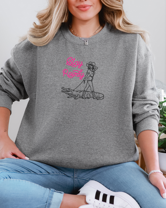 Stay Rowdy Embroidered Crewneck Sweatshirt | Western Sweatshirt (RTS)