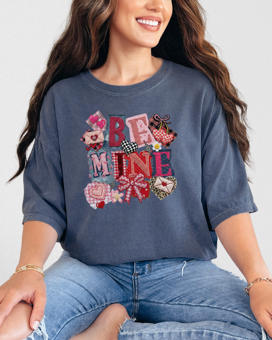Be Mine Faux Patchwork Valentine's Shirt | Comfort Colors Tee