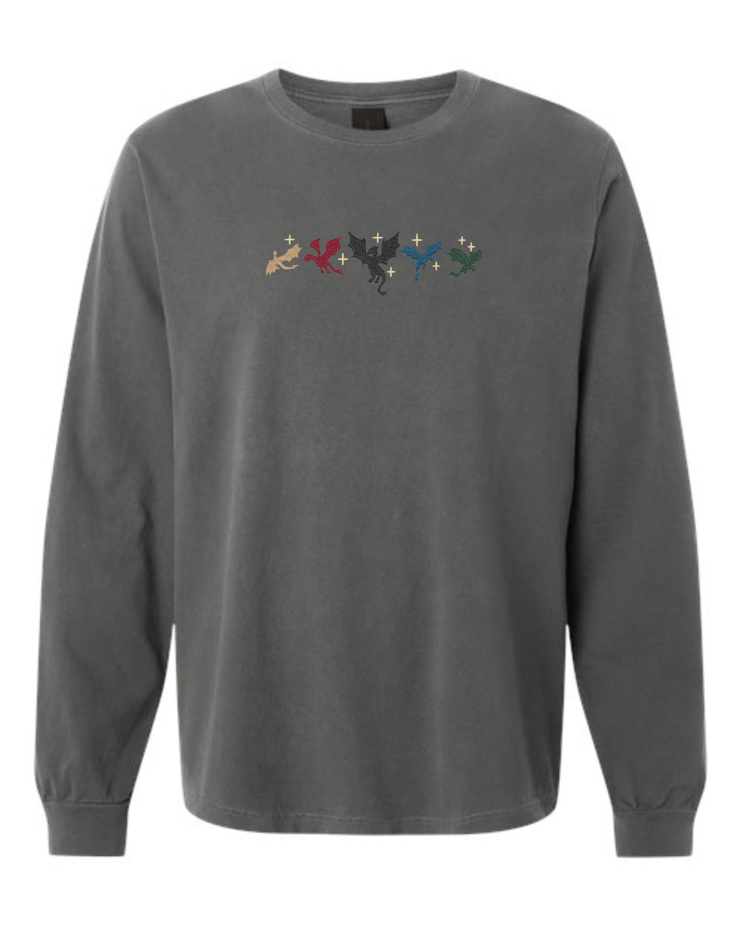 Embroidered Dragons Long Sleeve Shirt | Embroidered Long Sleeve T-Shirt
