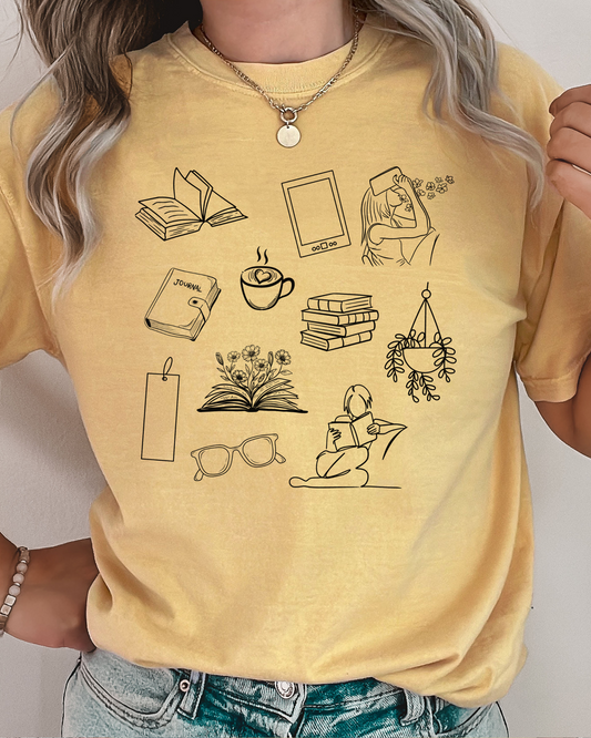 The Book Lover Doodle - Comfort Colors Tee