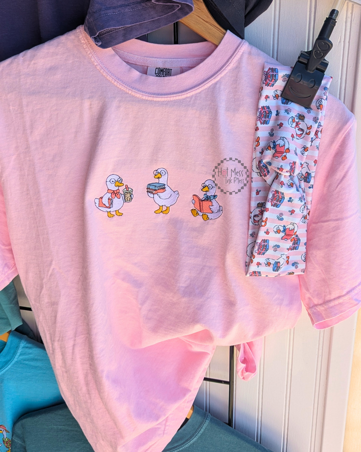 PRE-ORDER: Book Goose Shirt | Embroidered Bookish Comfort Colors Tee