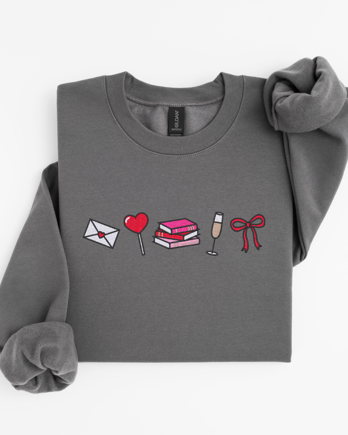 Booked for Valentine's Crewneck Sweatshirt | Valentine's Bookish Embroidered Sweatshirt