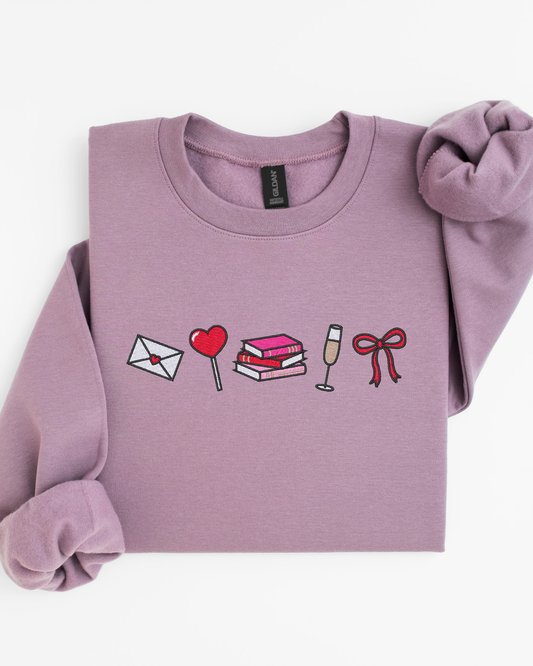 Booked for Valentine's Crewneck Sweatshirt | Valentine's Bookish Embroidered Sweatshirt
