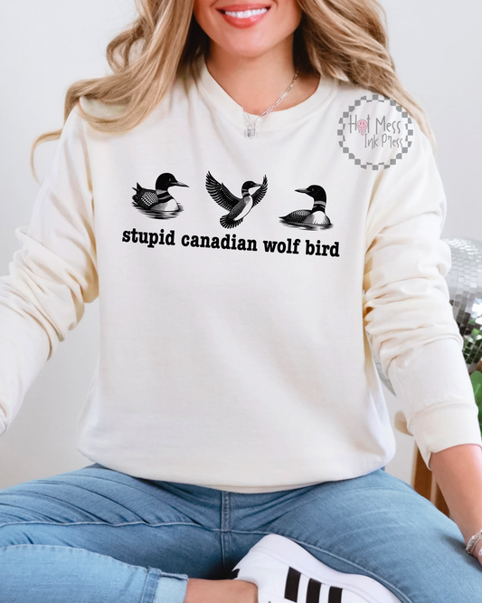 Stupid Canadian Wolf Bird Shirt | Comfort Colors Tee
