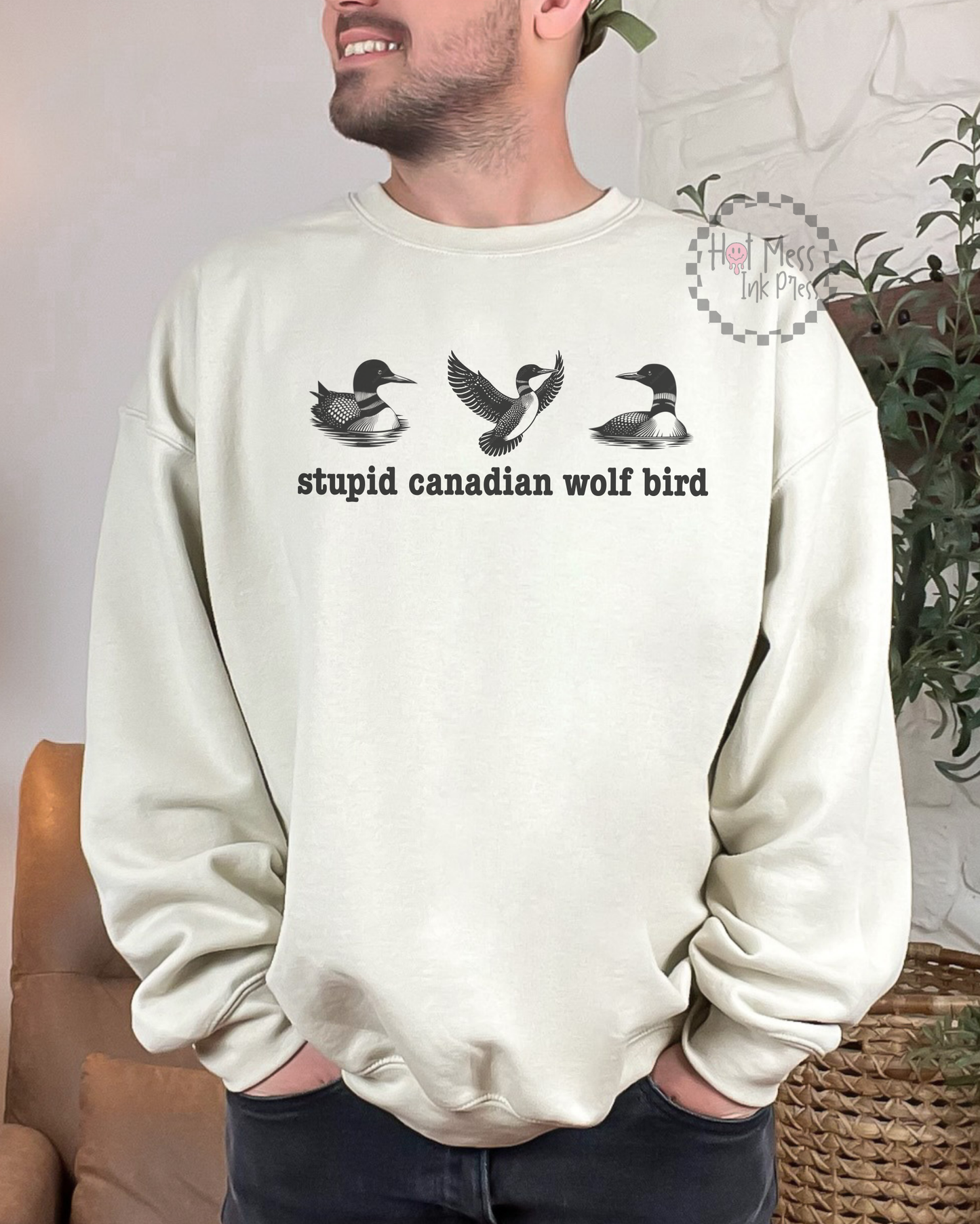 Stupid Canadian Wolf Bird Sweatshirt | Bookish Crewneck