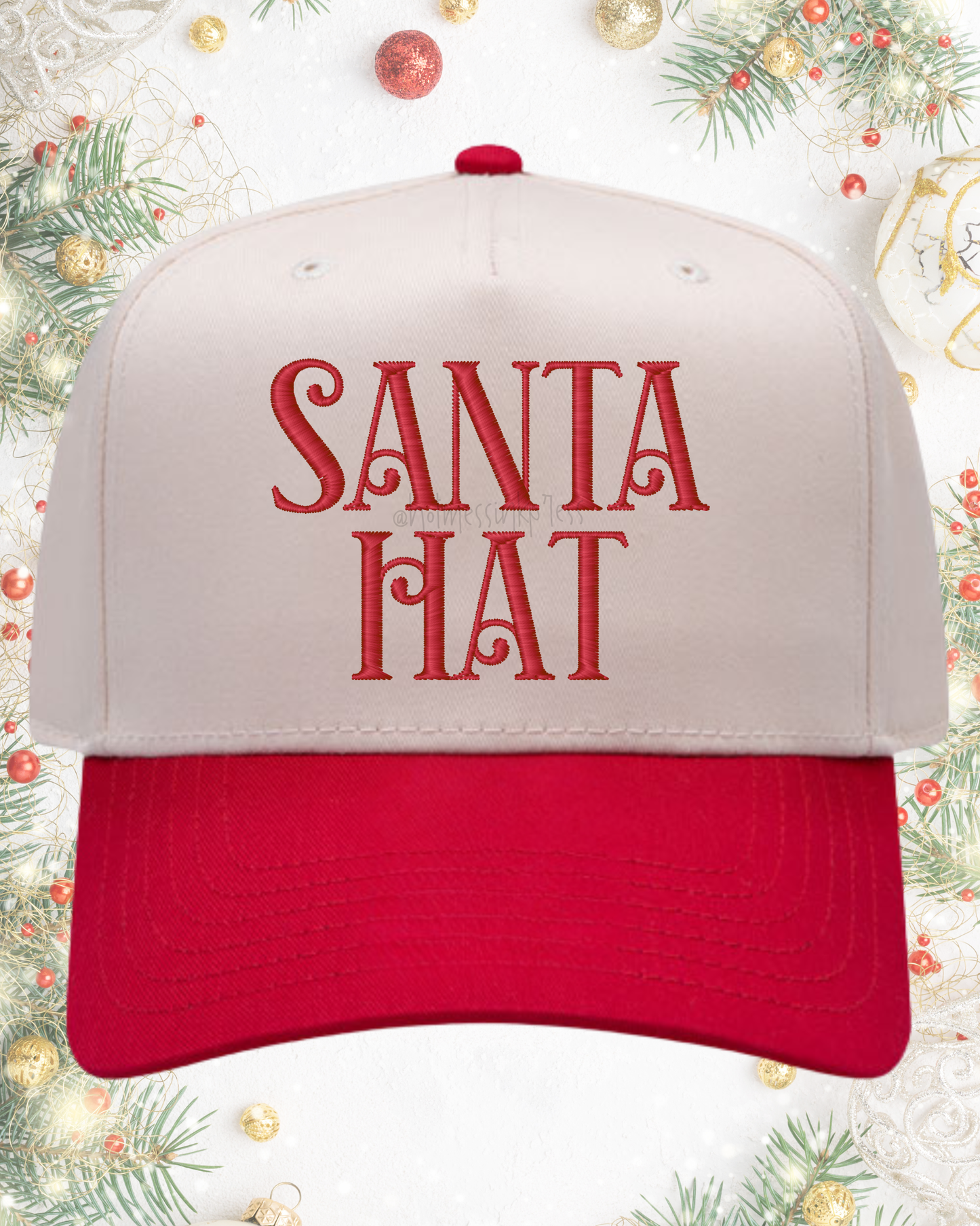 Santa Hat | Embroidered Christmas Hat | Two Toned Canvas Hat