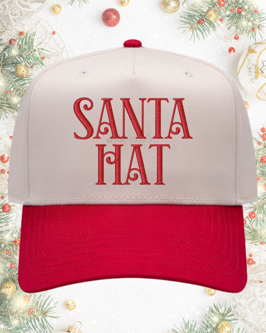 Santa Hat | Embroidered Christmas Hat | Two Toned Canvas Hat