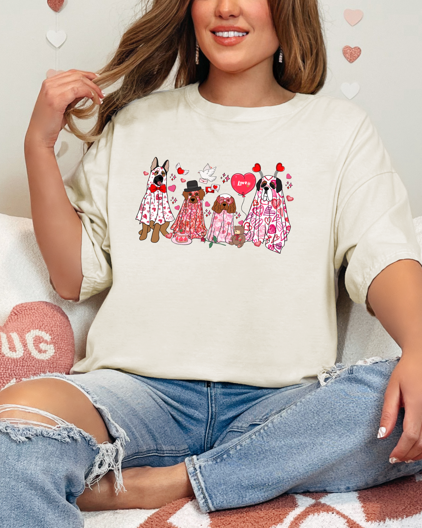 Valentine's Ghost Dogs Comfort Colors Tee (RTS)