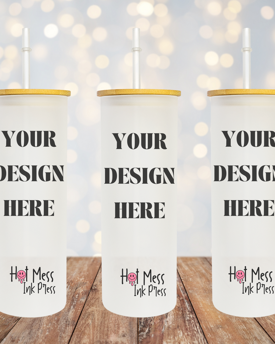 Custom Frosted Glass Cup - 25 oz