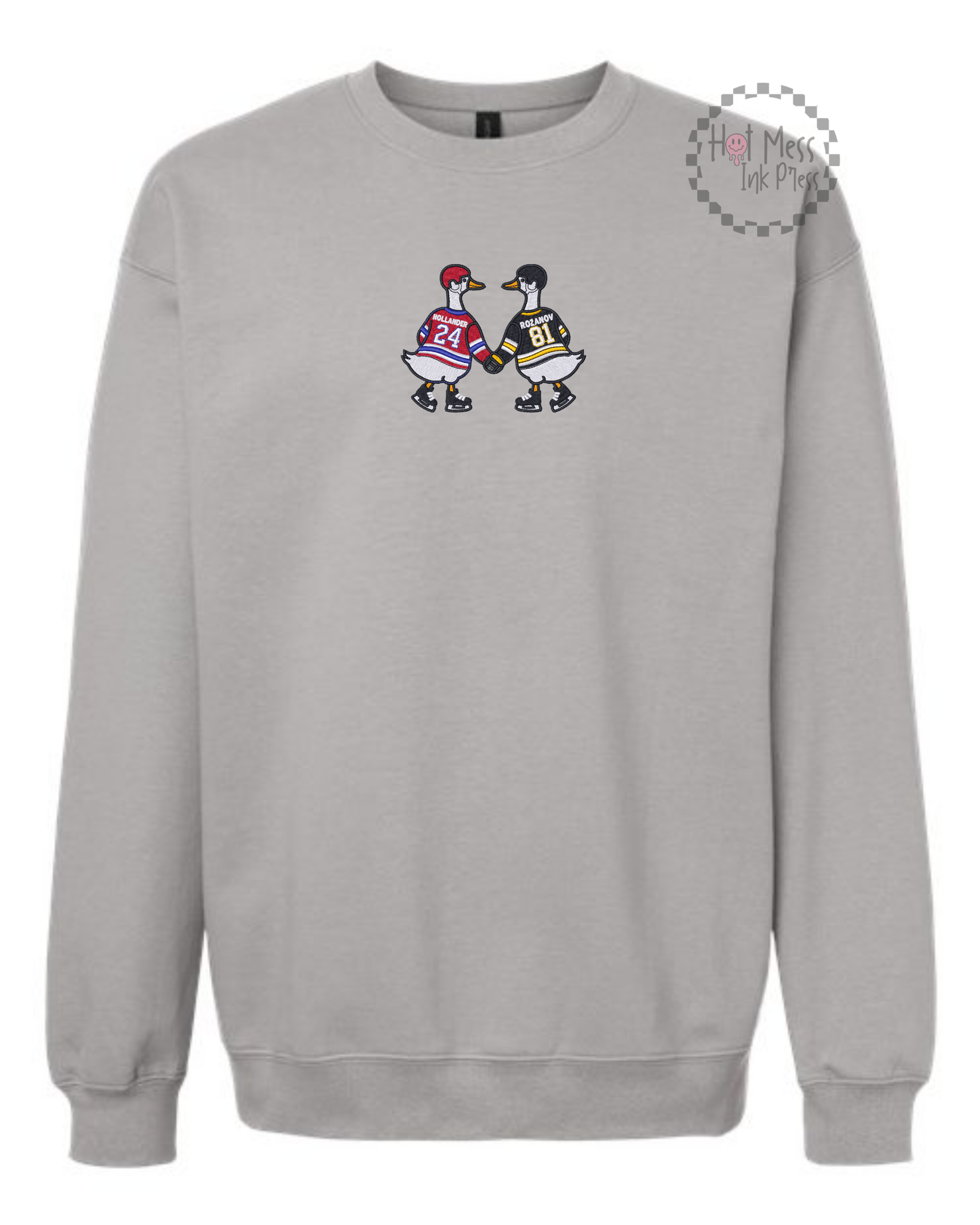 HR Inspired Hockey Goose Crewneck Sweatshirt | Bookish Embroidered Sweatshirt