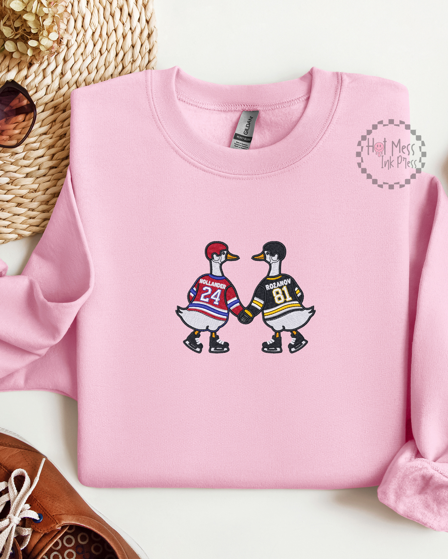 HR Inspired Hockey Goose Crewneck Sweatshirt | Bookish Embroidered Sweatshirt