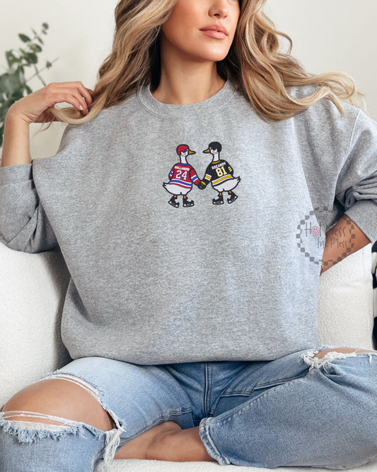 HR Inspired Hockey Goose Crewneck Sweatshirt | Bookish Embroidered Sweatshirt