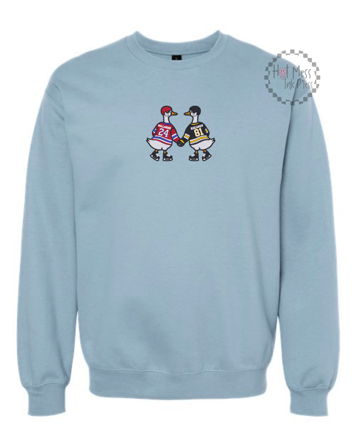 HR Inspired Hockey Goose Crewneck Sweatshirt | Bookish Embroidered Sweatshirt