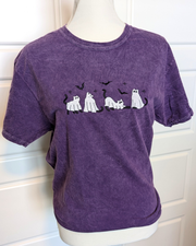 Ghost Cats Embroidered T-Shirt - Mineral Washed Tee (RTS)