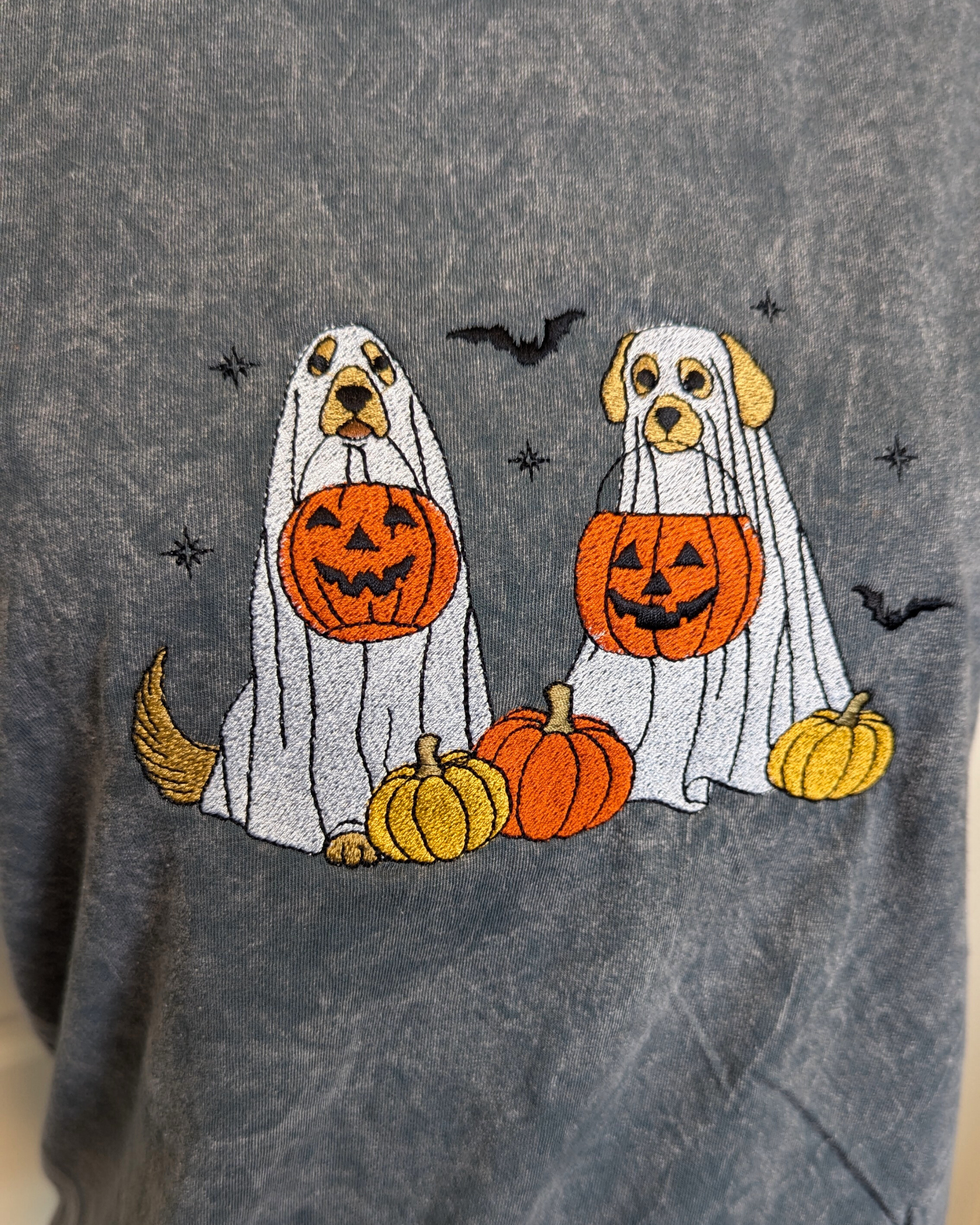 Ghost Dogs Embroidered T-Shirt - Mineral Washed Tee (RTS)