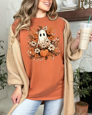 Fall Floral Ghost Comfort Colors T-Shirt (RTS)