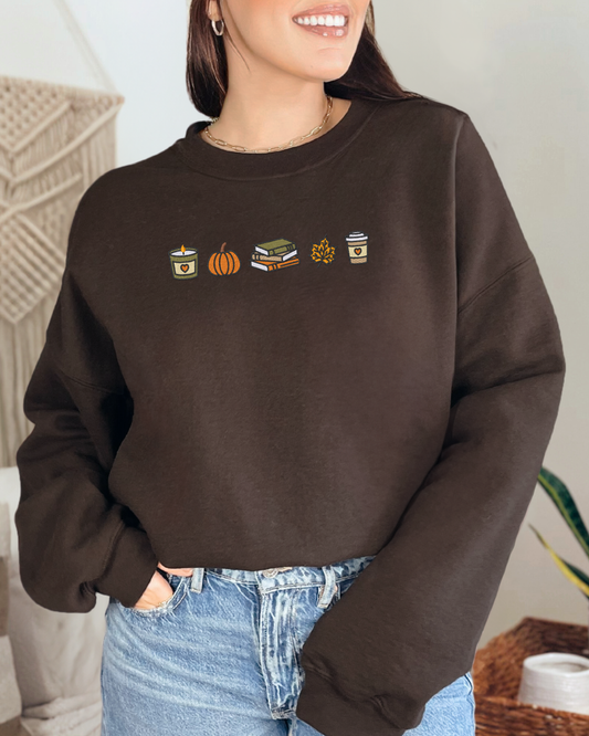 Fall Things Crewneck Sweatshirt | Embroidered Fall Bookish Sweatshirt
