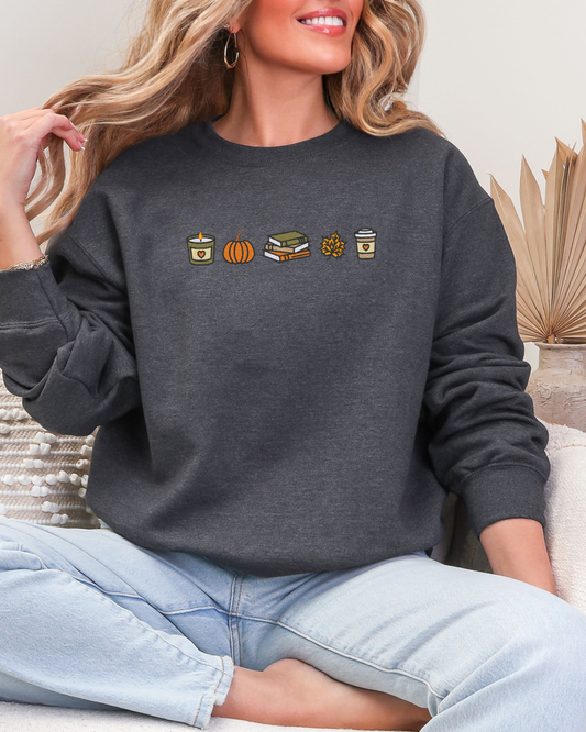 Fall Things Crewneck Sweatshirt | Embroidered Fall Bookish Sweatshirt
