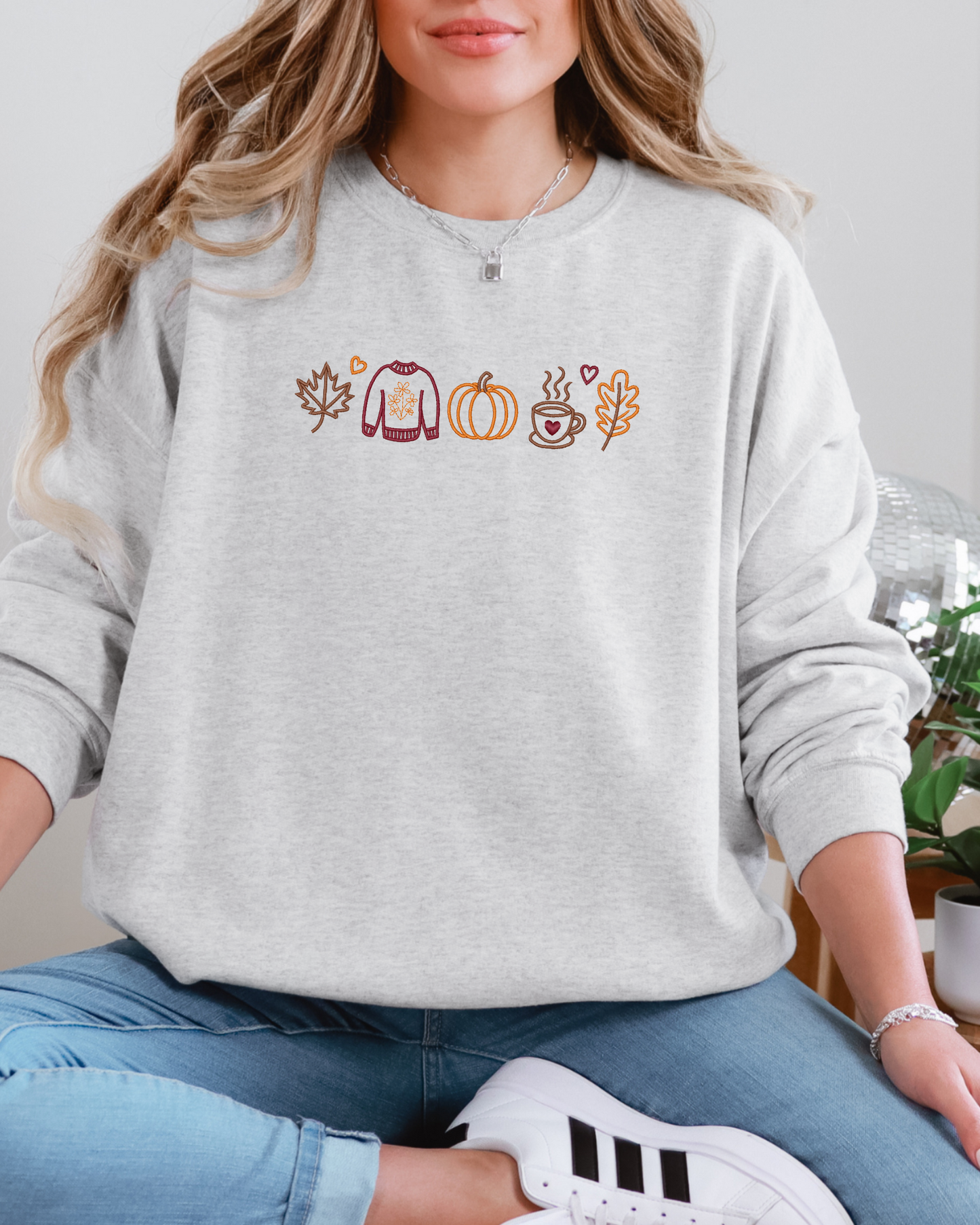 Fall Icons Crewneck Sweatshirt | Embroidered Fall Sweatshirt