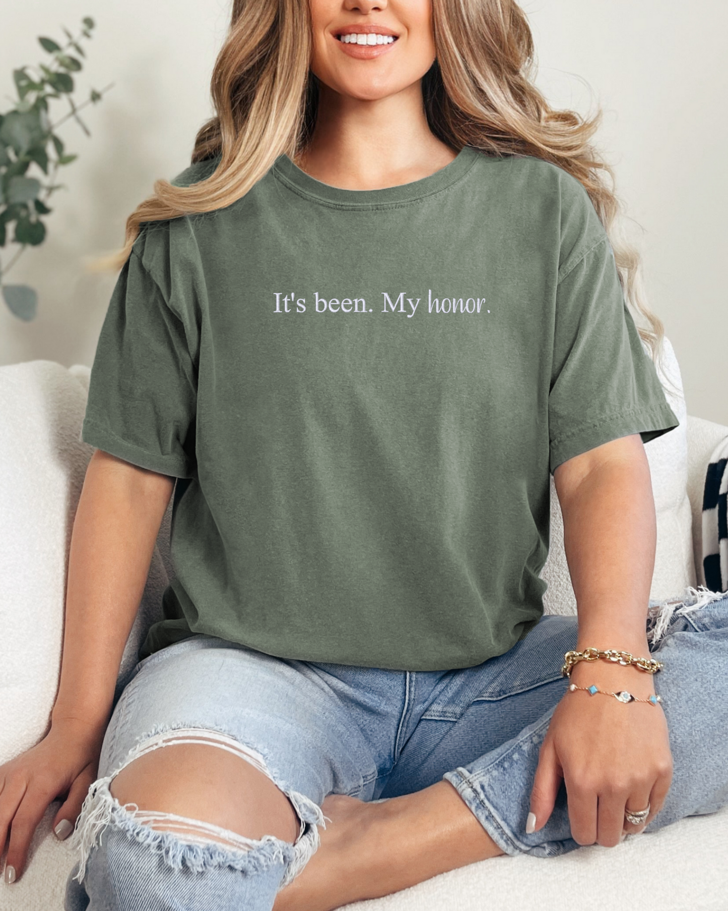 It's been. My honor. | Embroidered Bookish Comfort Colors Tee