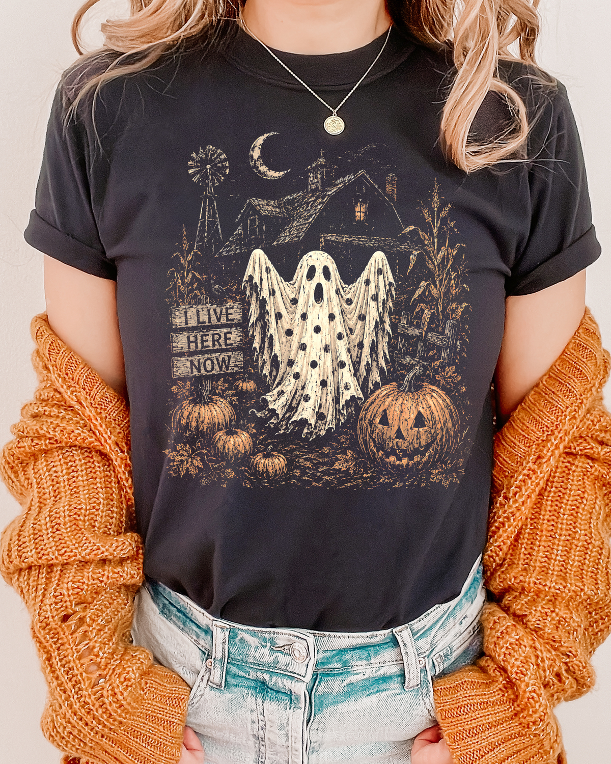 Ghostie I Live Here Now Halloween Shirt | Comfort Colors Tee