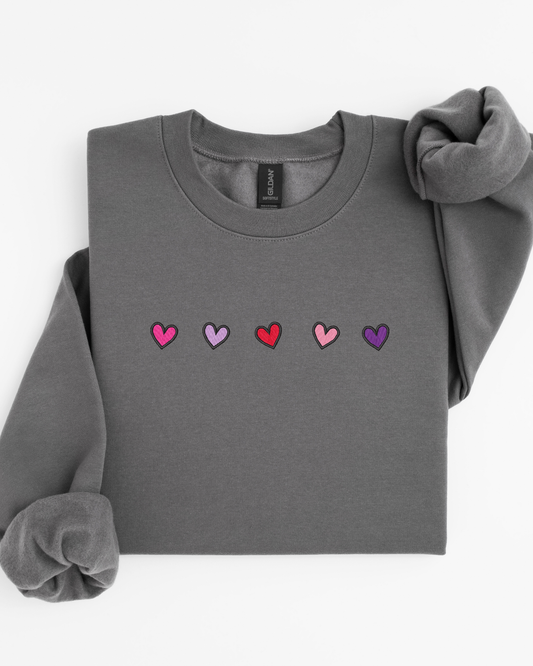 Cutie Mini Hearts Crewneck Sweatshirt | Valentine's Embroidered Sweatshirt