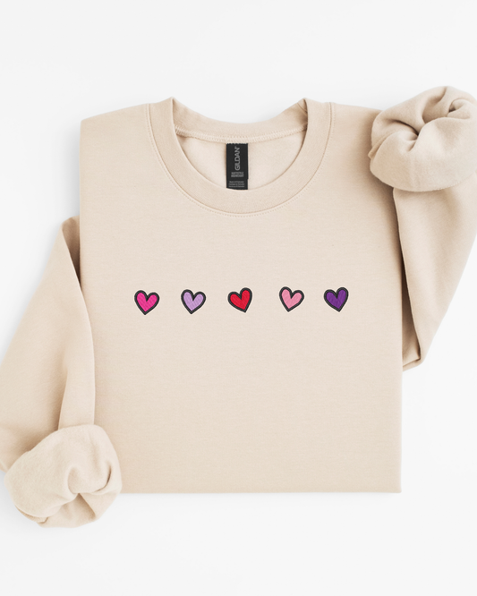 Cutie Mini Hearts Crewneck Sweatshirt | Valentine's Embroidered Sweatshirt