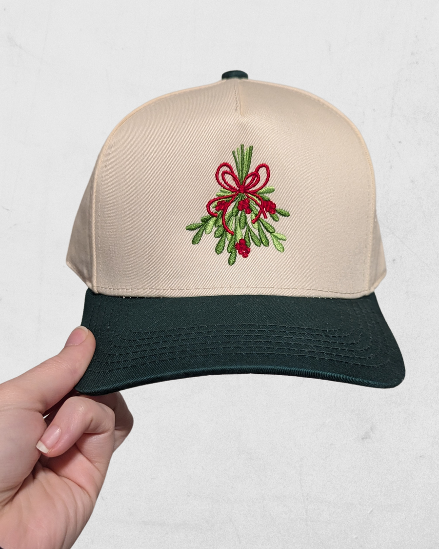 Mistletoe Wherever You Go Embroidered Baseball Cap (RTS)