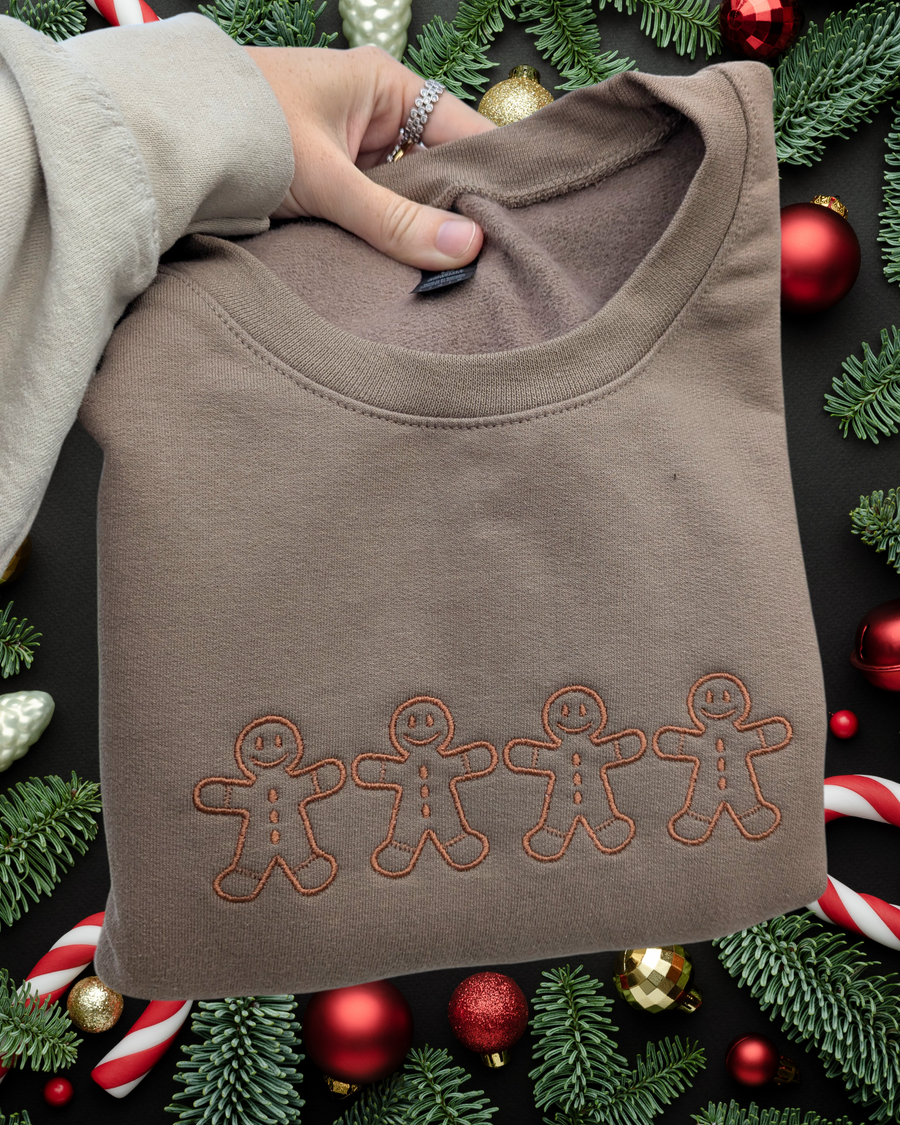 Gingerbread Monochromatic Embroidered Crewneck Sweatshirt