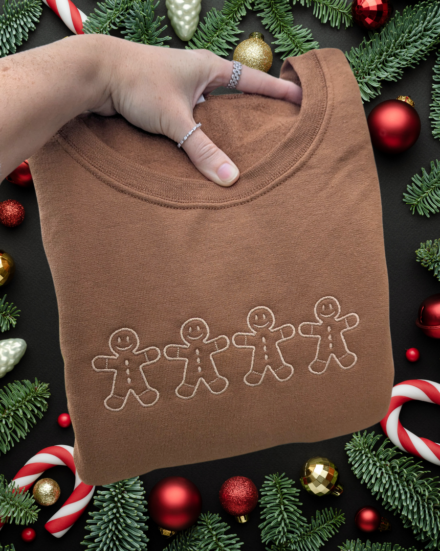 Gingerbread Embroidered Crewneck Sweatshirt (RTS)