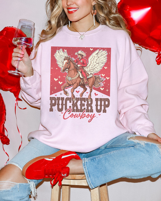 Pucker Up Cowboy Valentine's Sweatshirt | Valentine's Crewneck