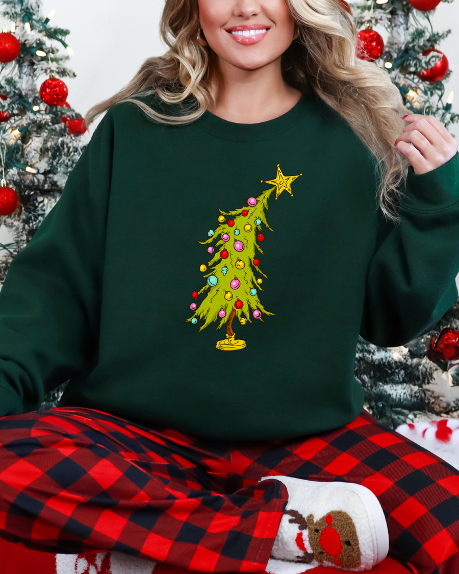 Lopsided Christmas Tree Crewneck Sweatshirt