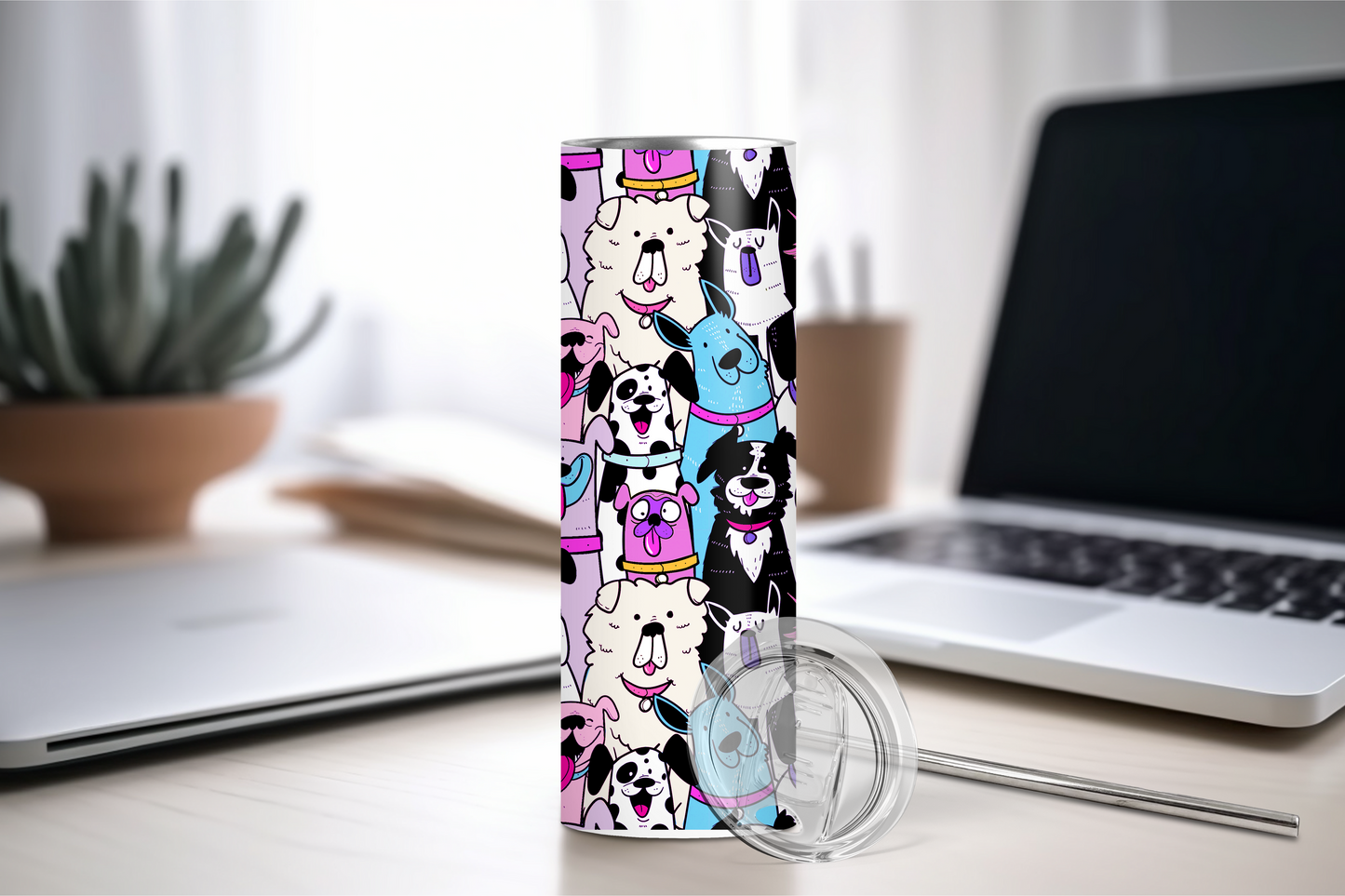 Cute and Colorful Dogs Tumbler - 20 oz