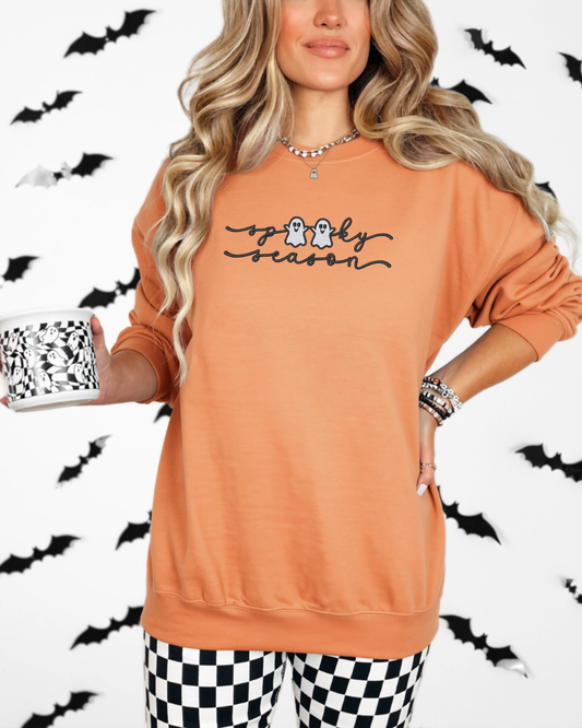 Spooky Season Crewneck Sweatshirt | Halloween Embroidered Sweatshirt