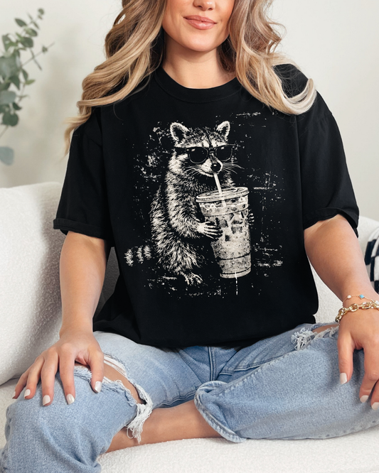 Raccoon with a Drink Shirt | Comfort Colors Tee