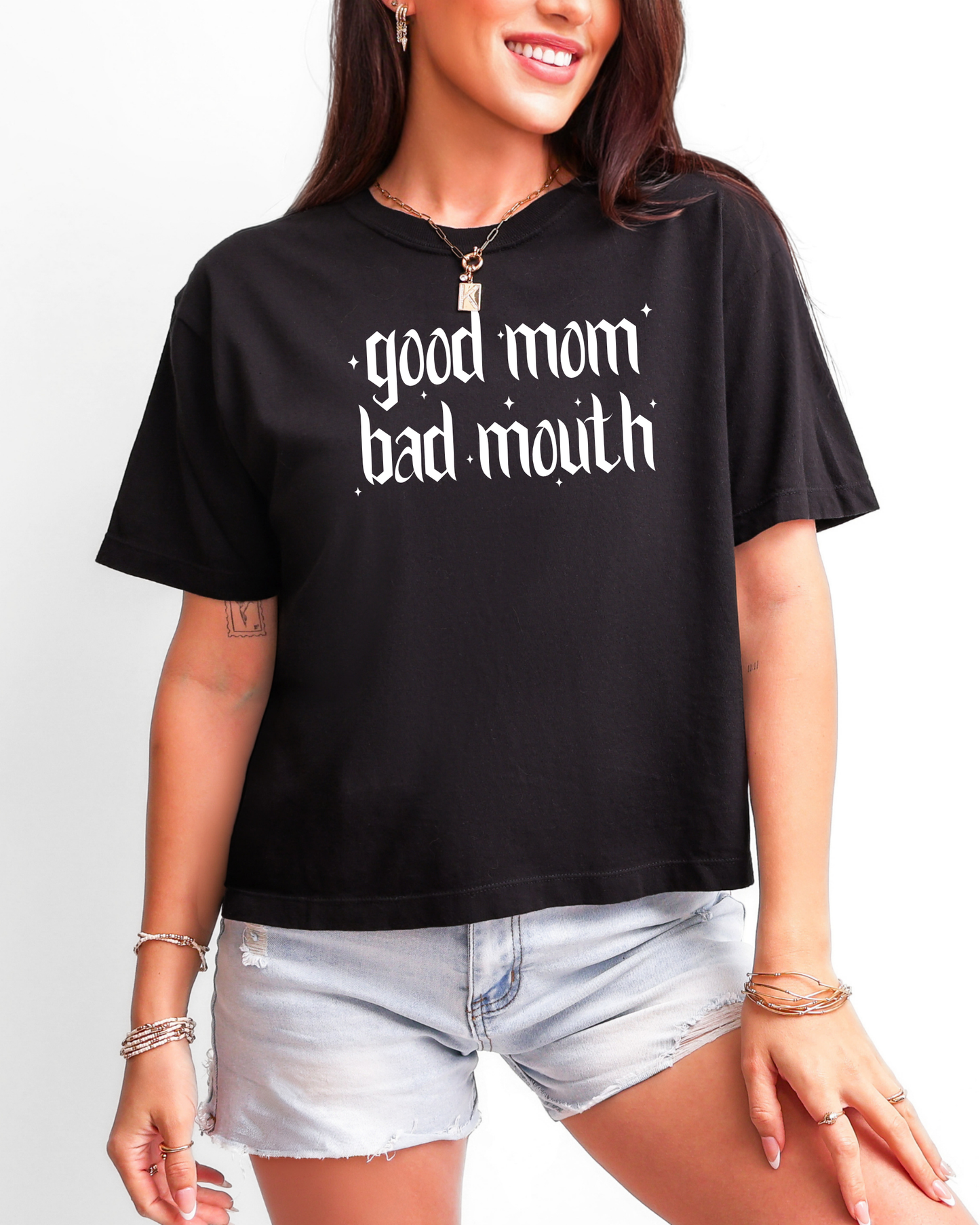 Good Mom Bad Mouth Shirt | Comfort Colors Boxy Crop Tee
