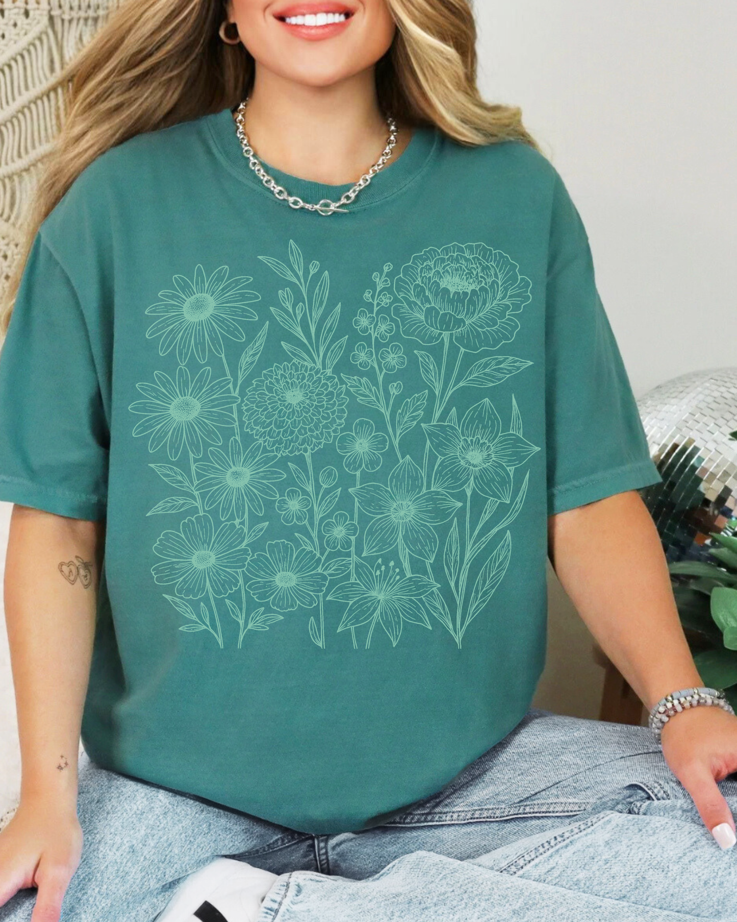 Teal Wildflower Shirt | Comfort Colors Tee (RTS)