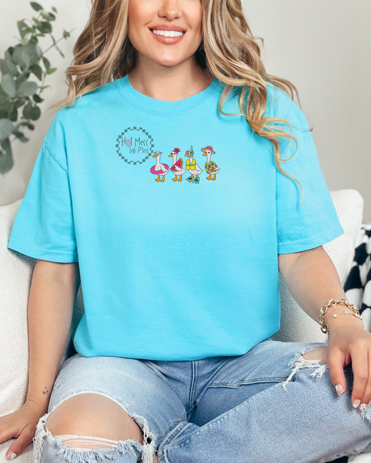 Summer Pool Goose Shirt | Embroidered Comfort Colors Tee