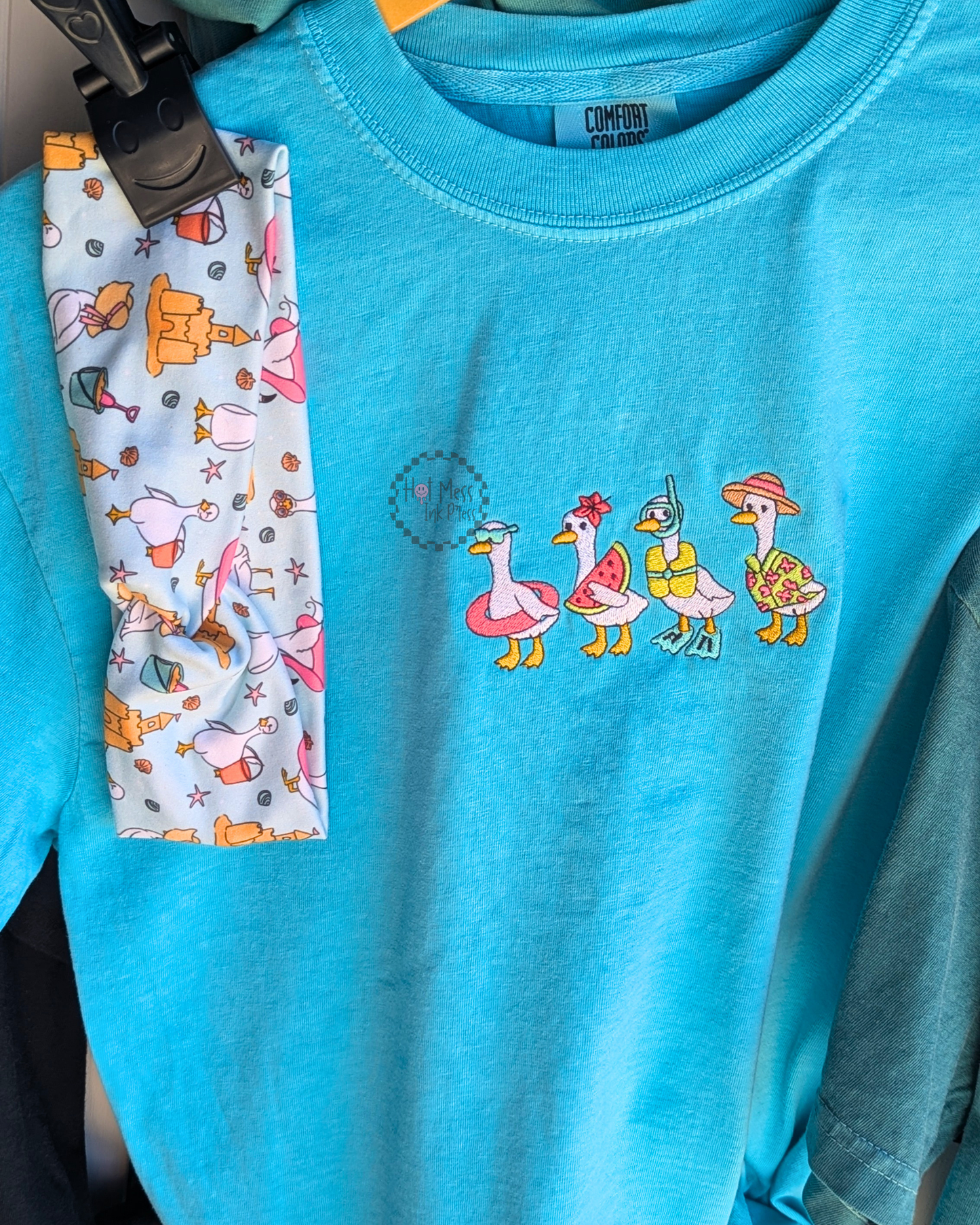 PRE-ORDER: - Summer Pool Goose Shirt | Embroidered Comfort Colors Tee