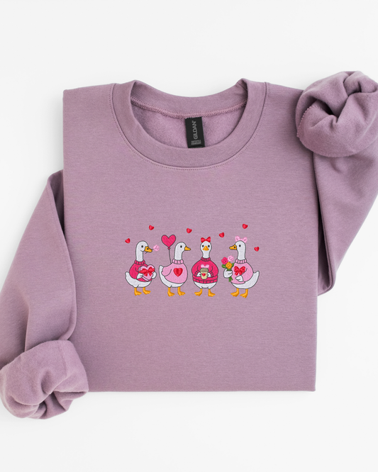 Love Goose Crewneck Sweatshirt | Valentine's Embroidered Sweatshirt