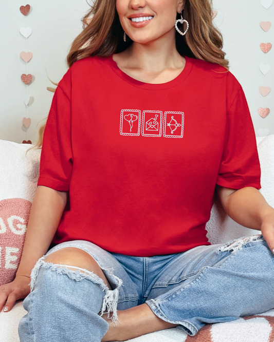 Love Stamps Valentine's Shirt | Embroidered Valentine's Comfort Colors Tee