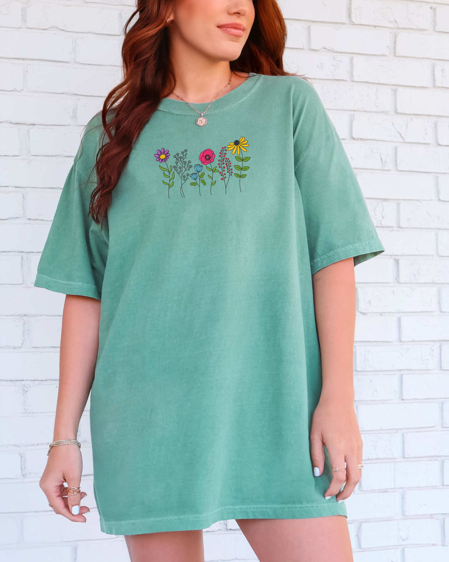 Wildflowers Shirt | Embroidered Floral Comfort Colors Tee