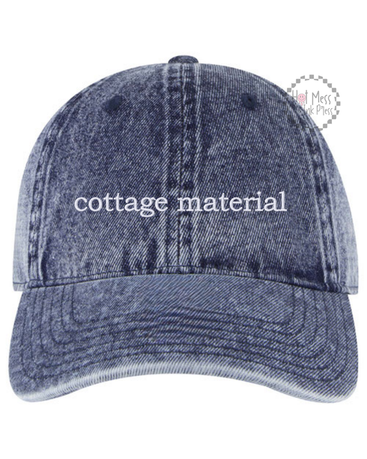 Cottage Material Hat | Bookish Embroidered Hat | Unstructured Dad Hat