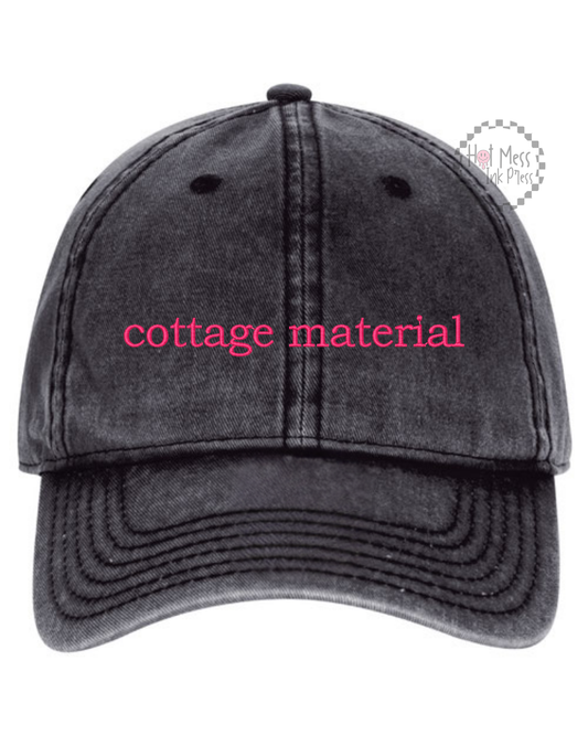 Cottage Material Hat | Bookish Embroidered Hat | Unstructured Dad Hat