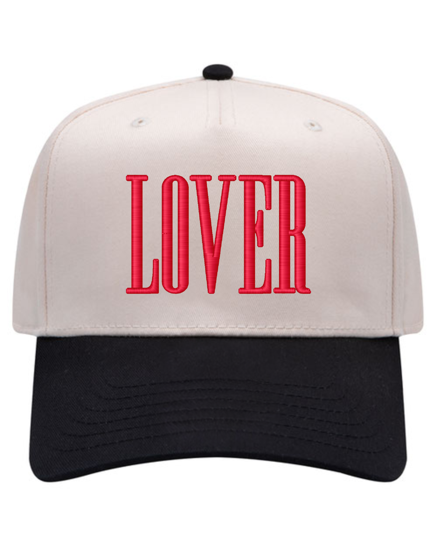 LOVER Embroidered Hat | 3D PUFF Embroidered Valentine's Hat | Two Toned Canvas Hat