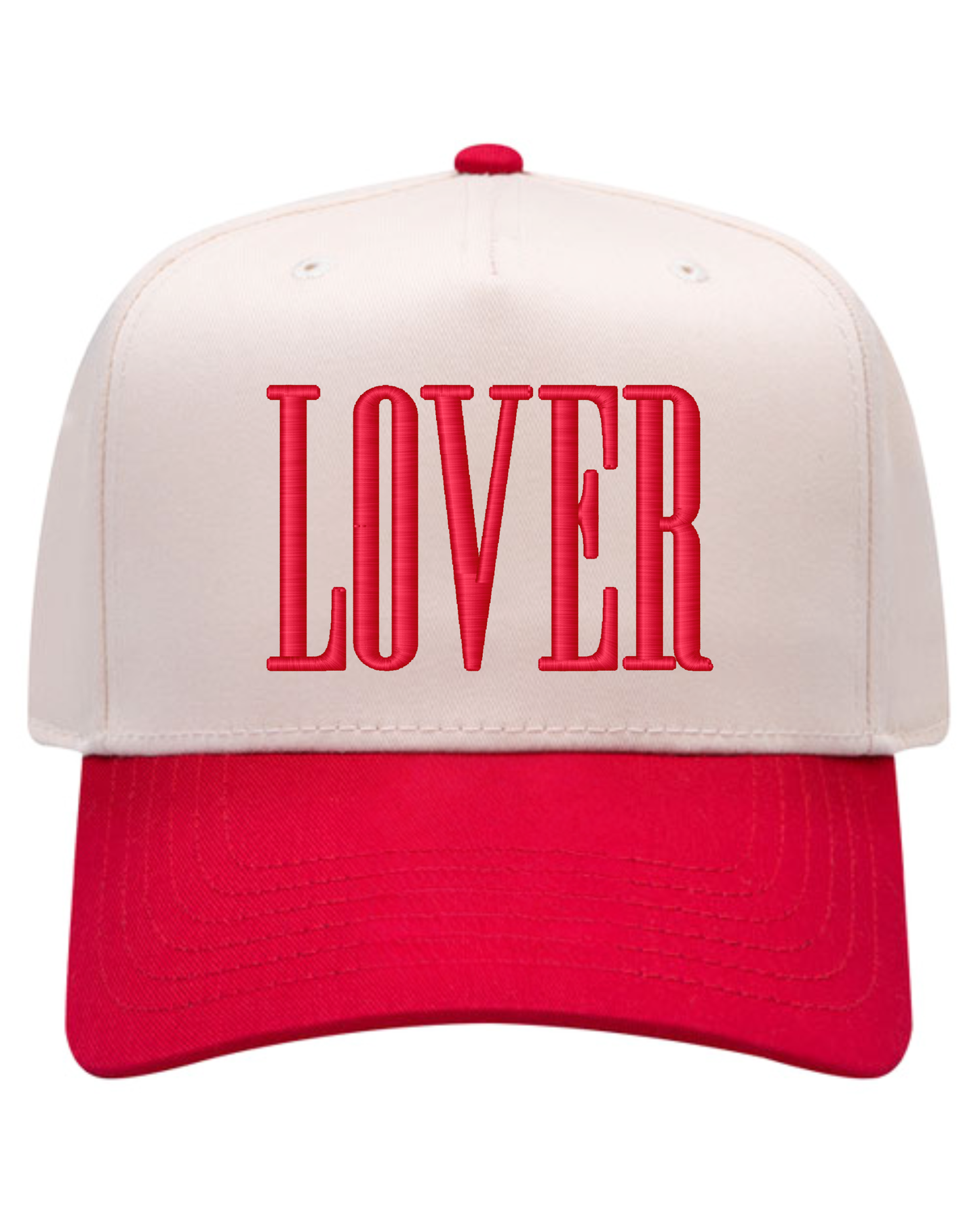 LOVER Embroidered Hat | 3D PUFF Embroidered Valentine's Hat | Two Toned Canvas Hat