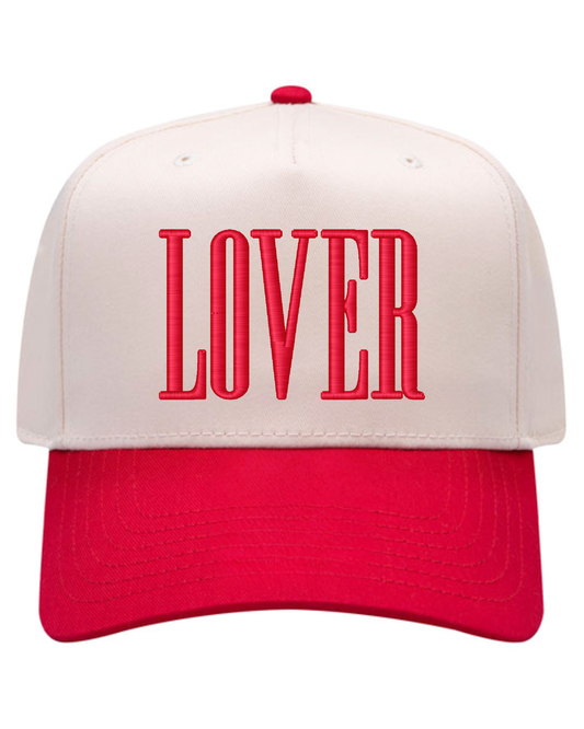 LOVER Embroidered Hat | 3D PUFF Embroidered Valentine's Hat | Two Toned Canvas Hat
