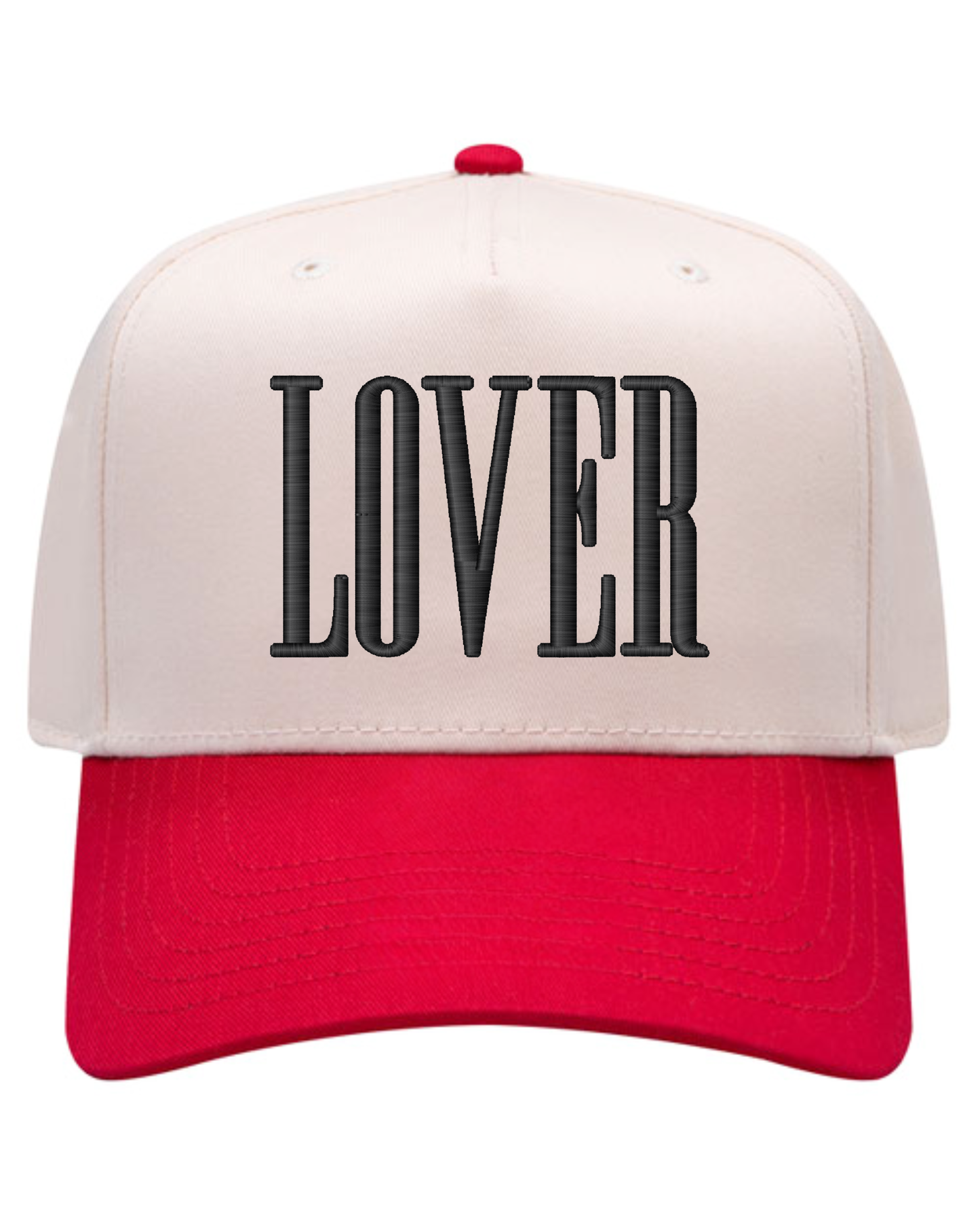 LOVER Embroidered Hat | 3D PUFF Embroidered Valentine's Hat | Two Toned Canvas Hat